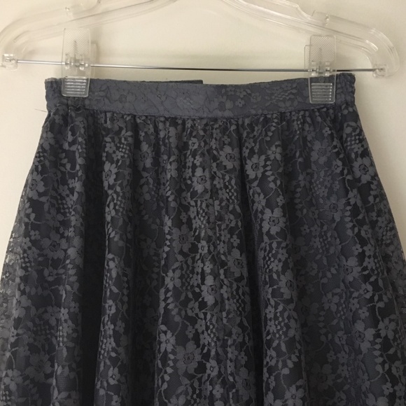 Beautiful Vintage Lace Midi Flare Skirt Grey 0P - Picture 3 of 5